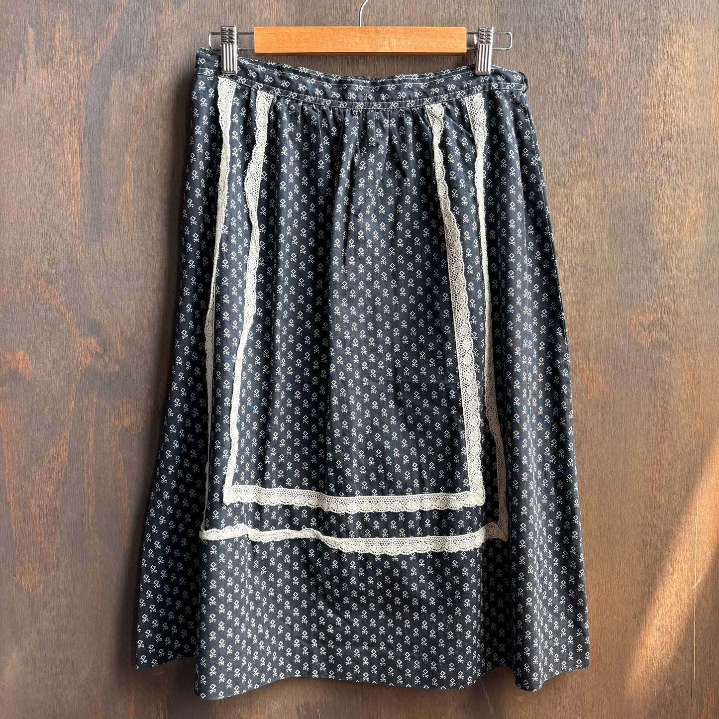 Vintage Black Skirt with Lace