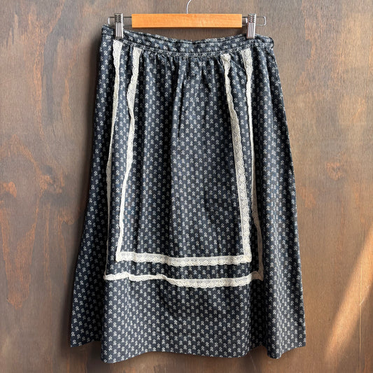 Vintage Black Skirt with Lace
