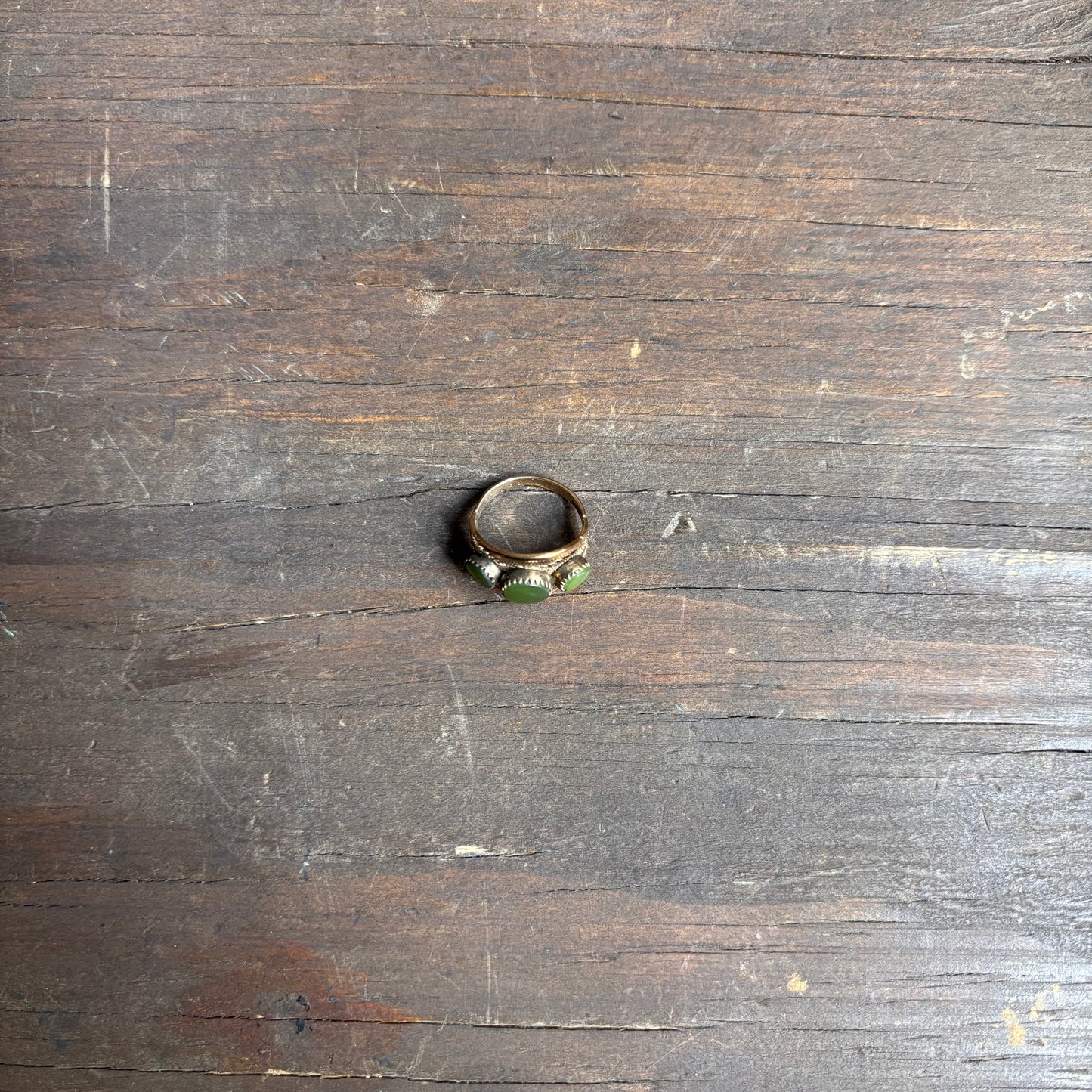 Vintage Green Three Stone Ring