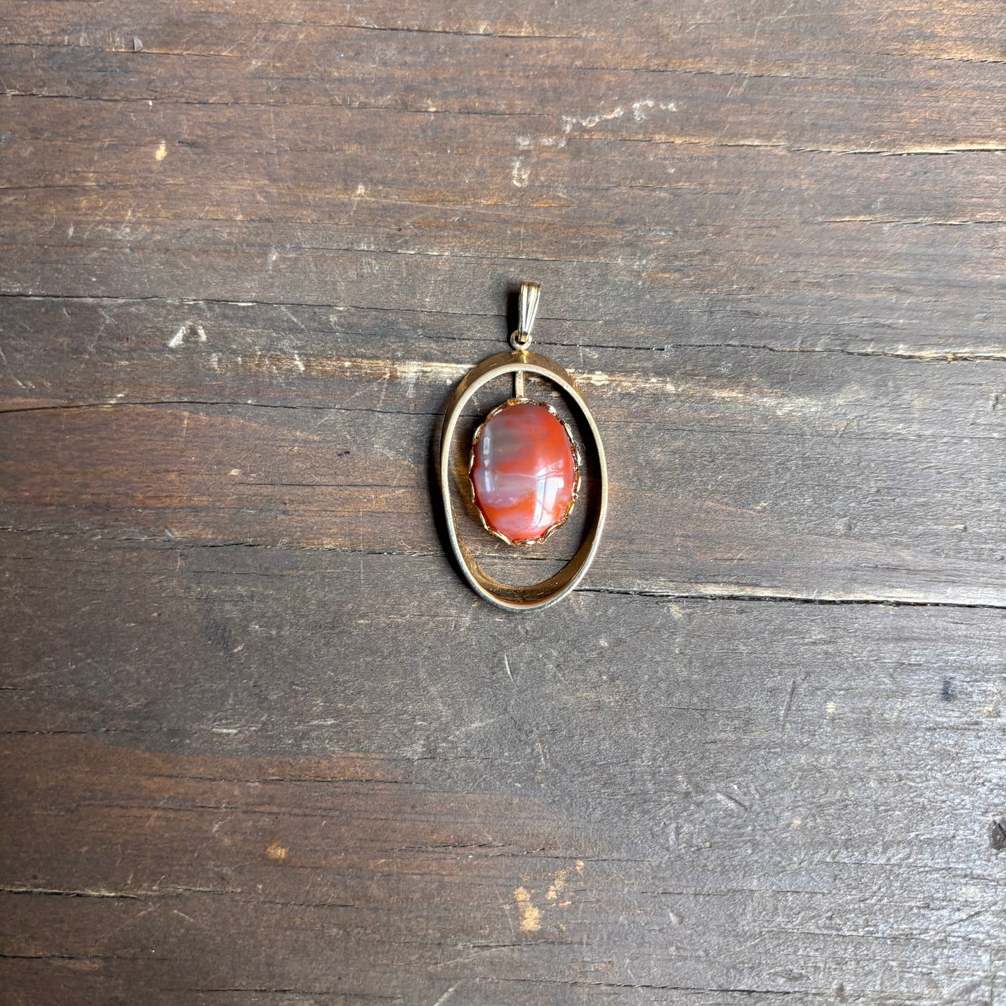 Glass Stone Oval Pendant