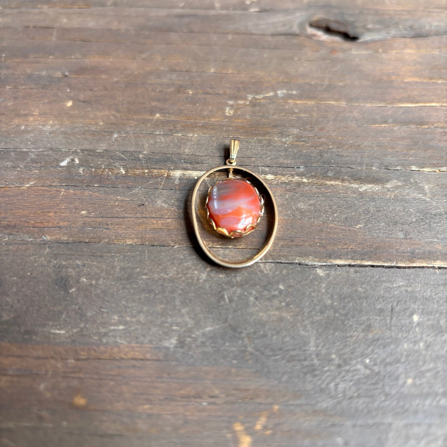 Glass Stone Oval Pendant
