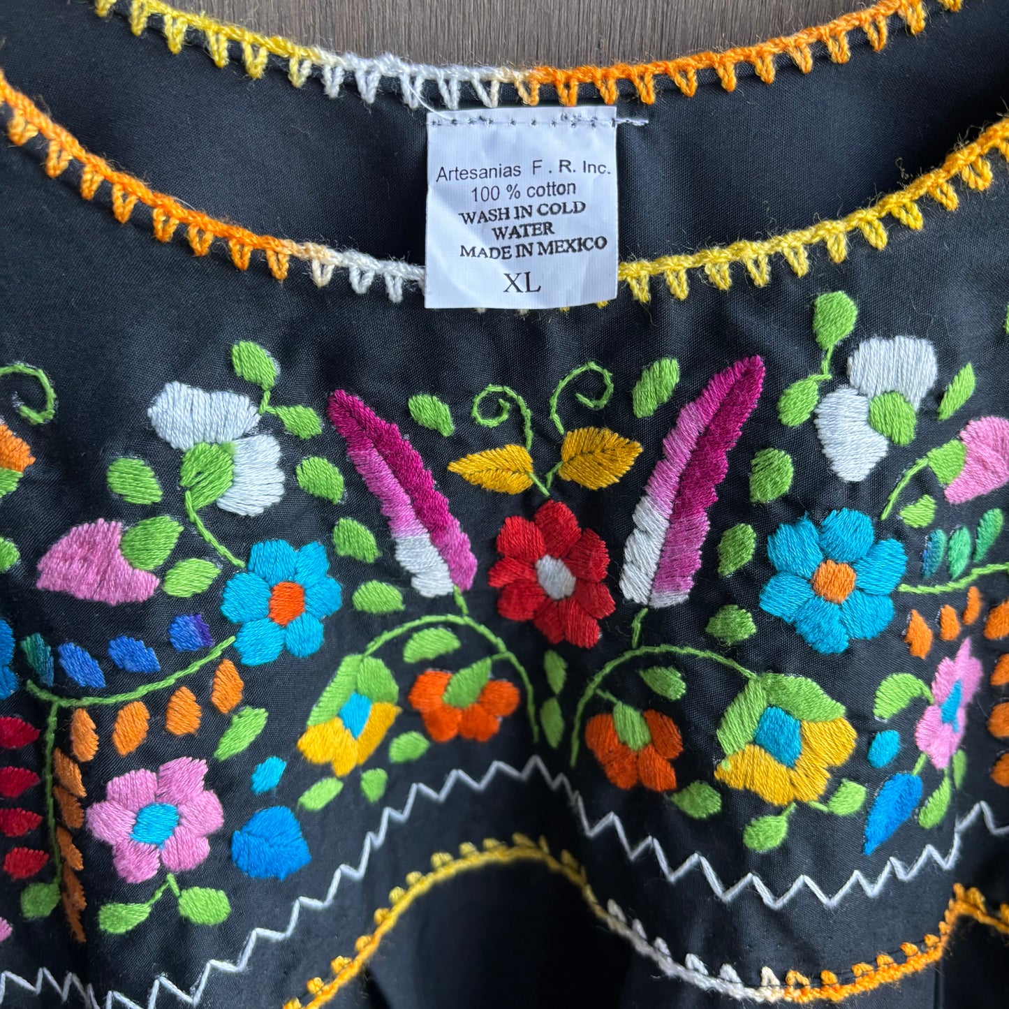 Black Embroidered Peasant Top