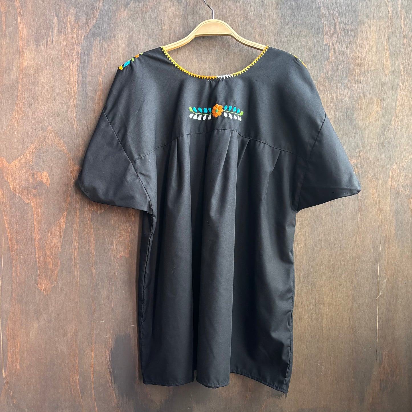 Black Embroidered Peasant Top