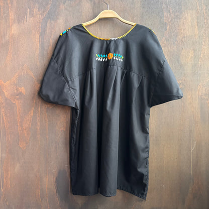 Black Embroidered Peasant Top
