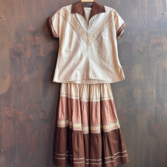 Vintage Brown Square Dancing Set
