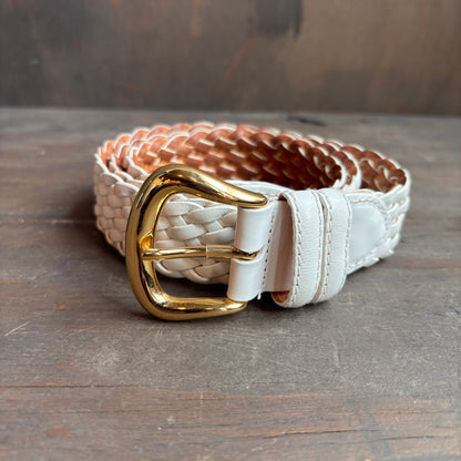 Vintage Talbots White Braided Leather Belt