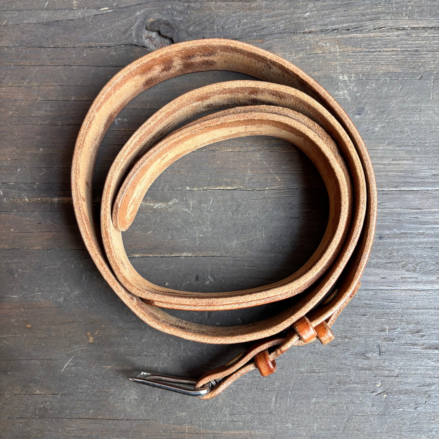 Vintage Tan Tooled Leather Belt