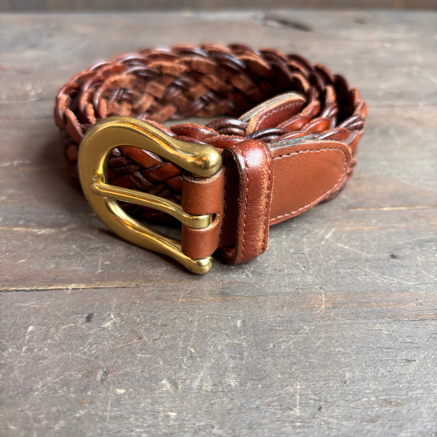 Vintage Coach Two-Tone Braided Leather Belt