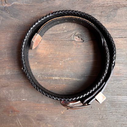Vintage Black Leather Beaded Belt