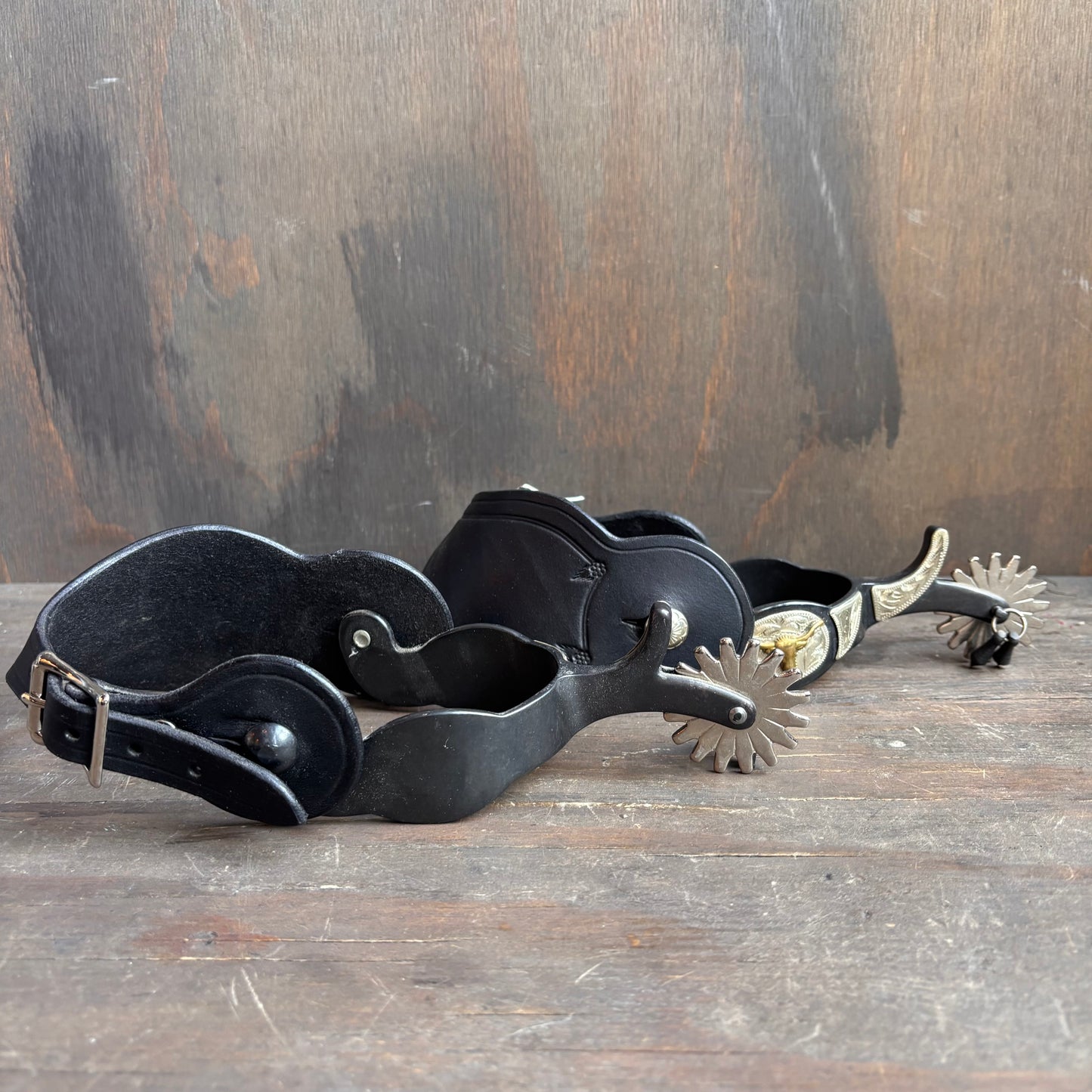 Black Leather Spurs