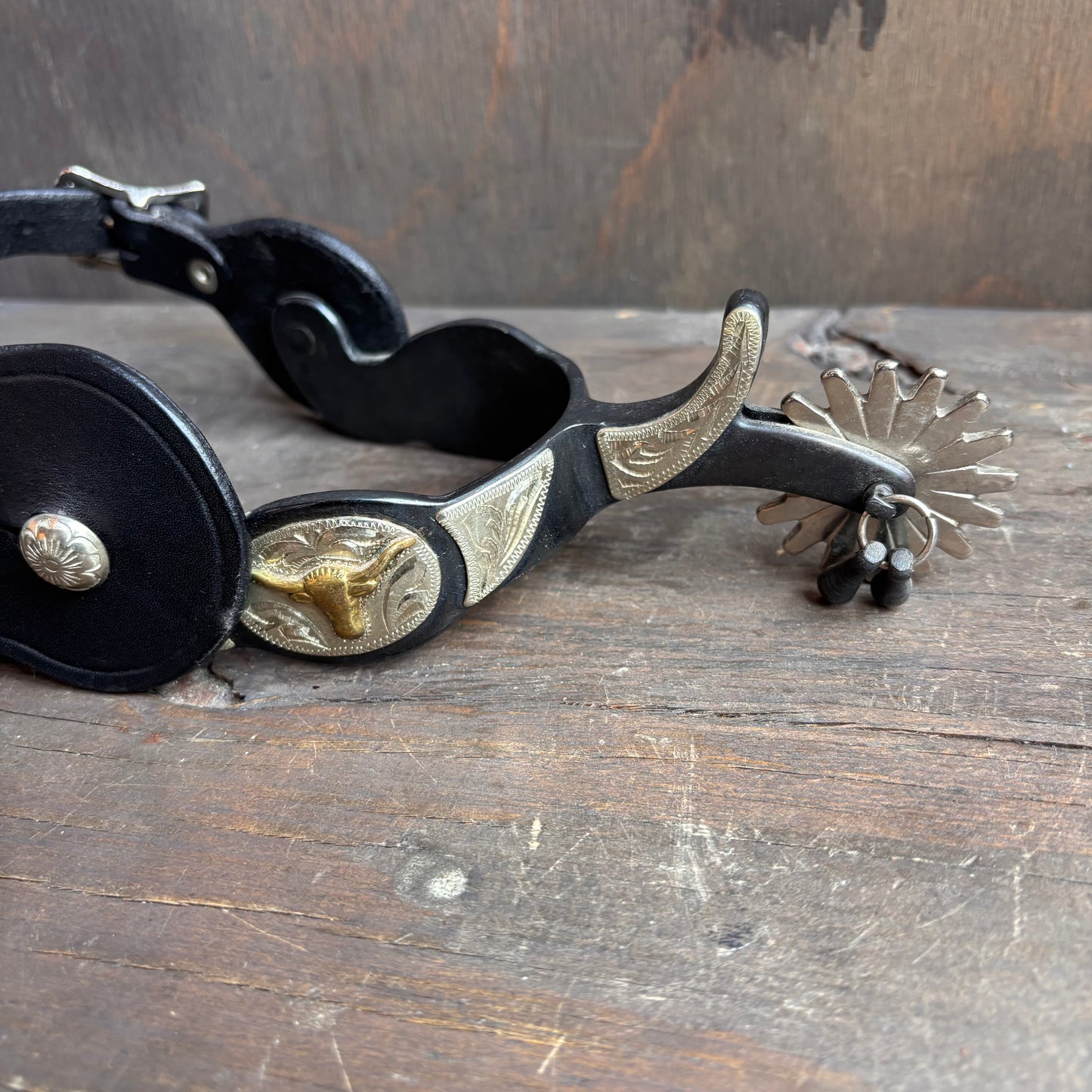 Black Leather Spurs