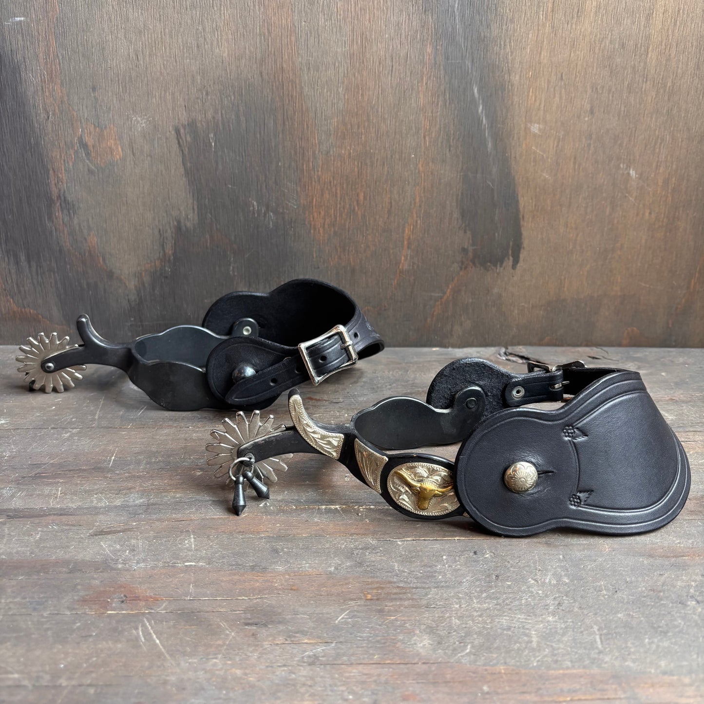 Black Leather Spurs