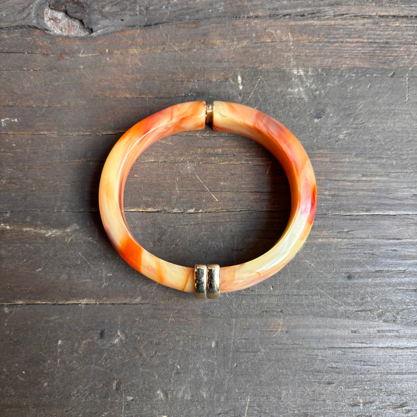 Faux Marble Hinged Cuff Bracelet