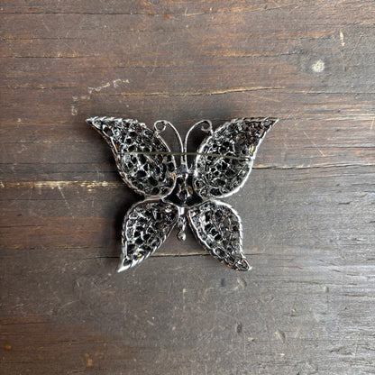 Blue Rhinestone Butterfly Pin