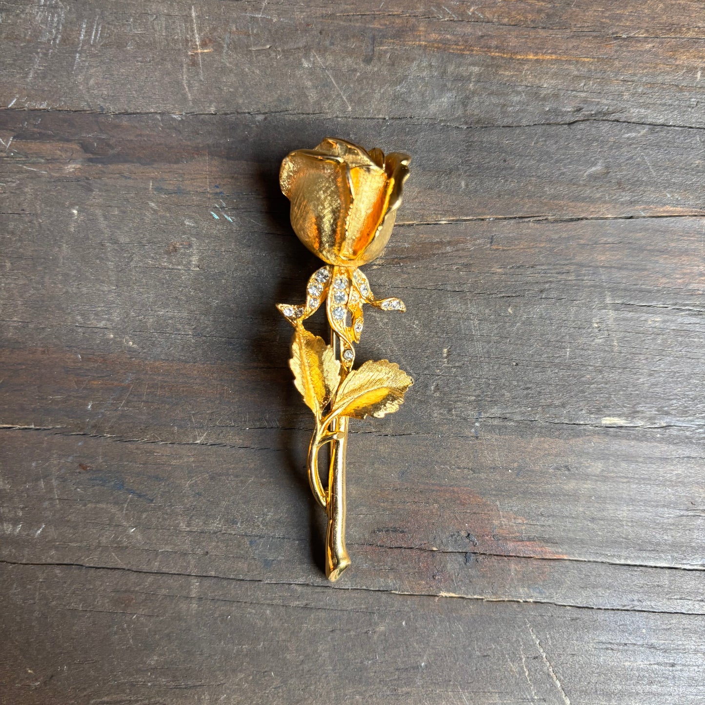Rose Pin with Rhinestones