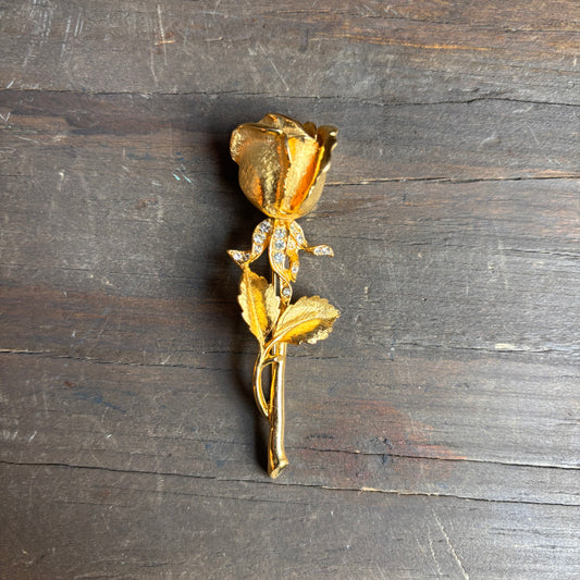 Rose Pin with Rhinestones