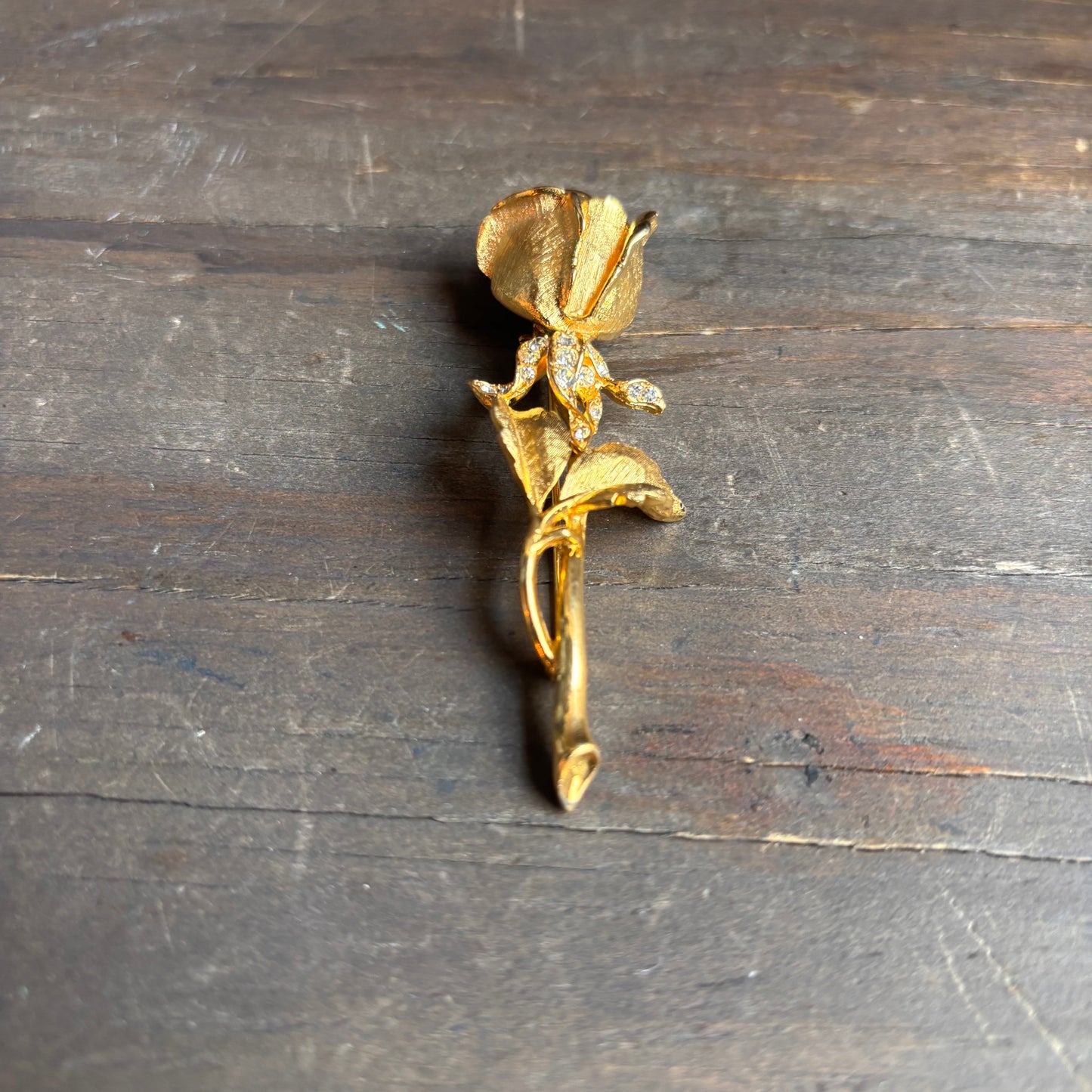 Rose Pin with Rhinestones