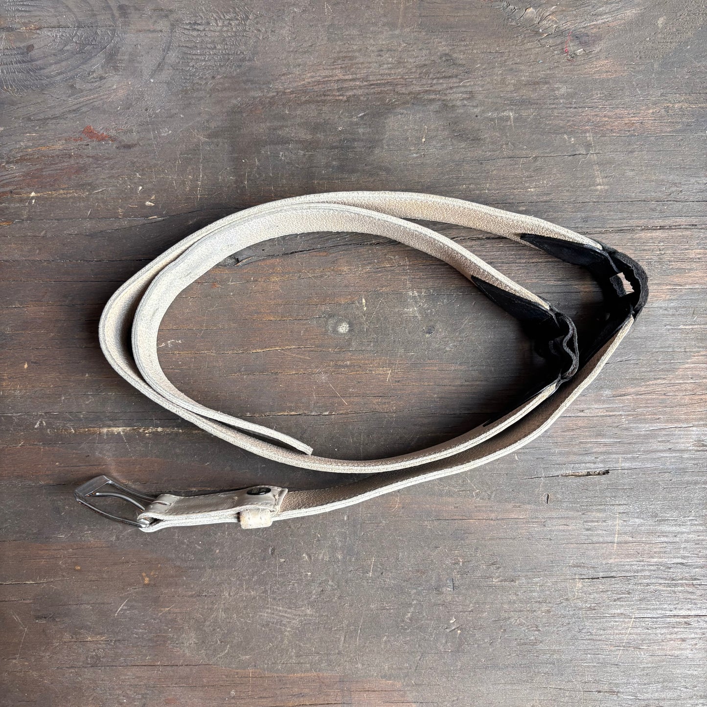 Vintage Beige Leather 3-Piece Belt