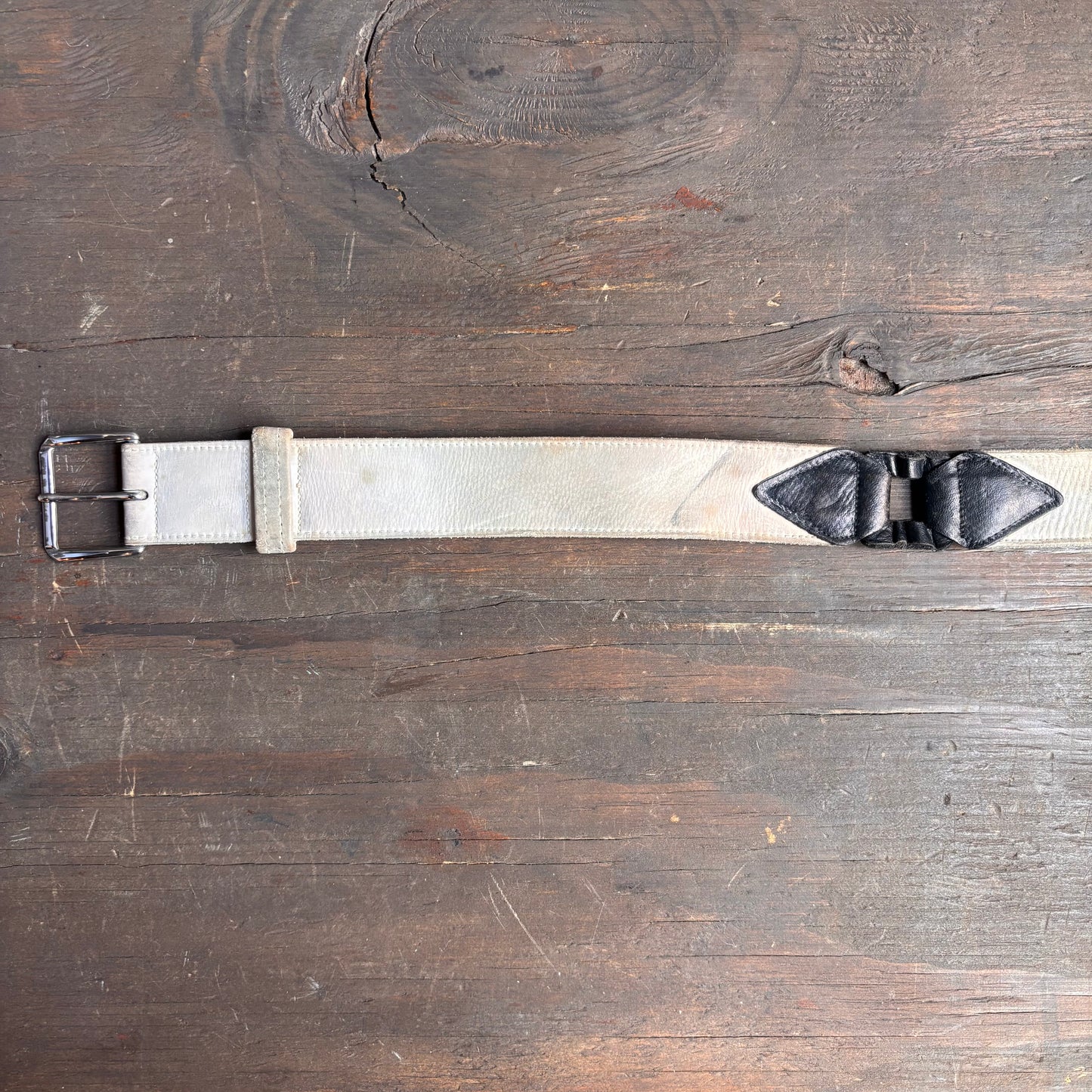 Vintage Beige Leather 3-Piece Belt