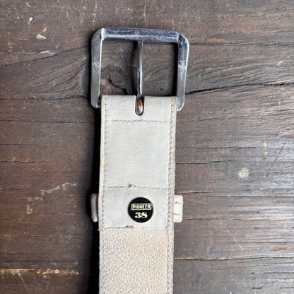 Vintage Beige Leather 3-Piece Belt