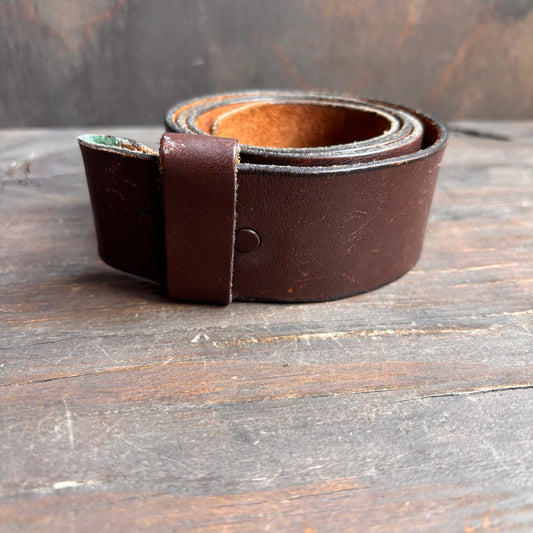 Wide Brown Leather Belt with Perforations