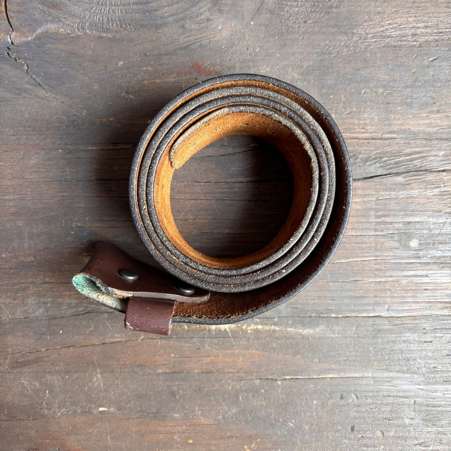 Wide Brown Leather Belt with Perforations