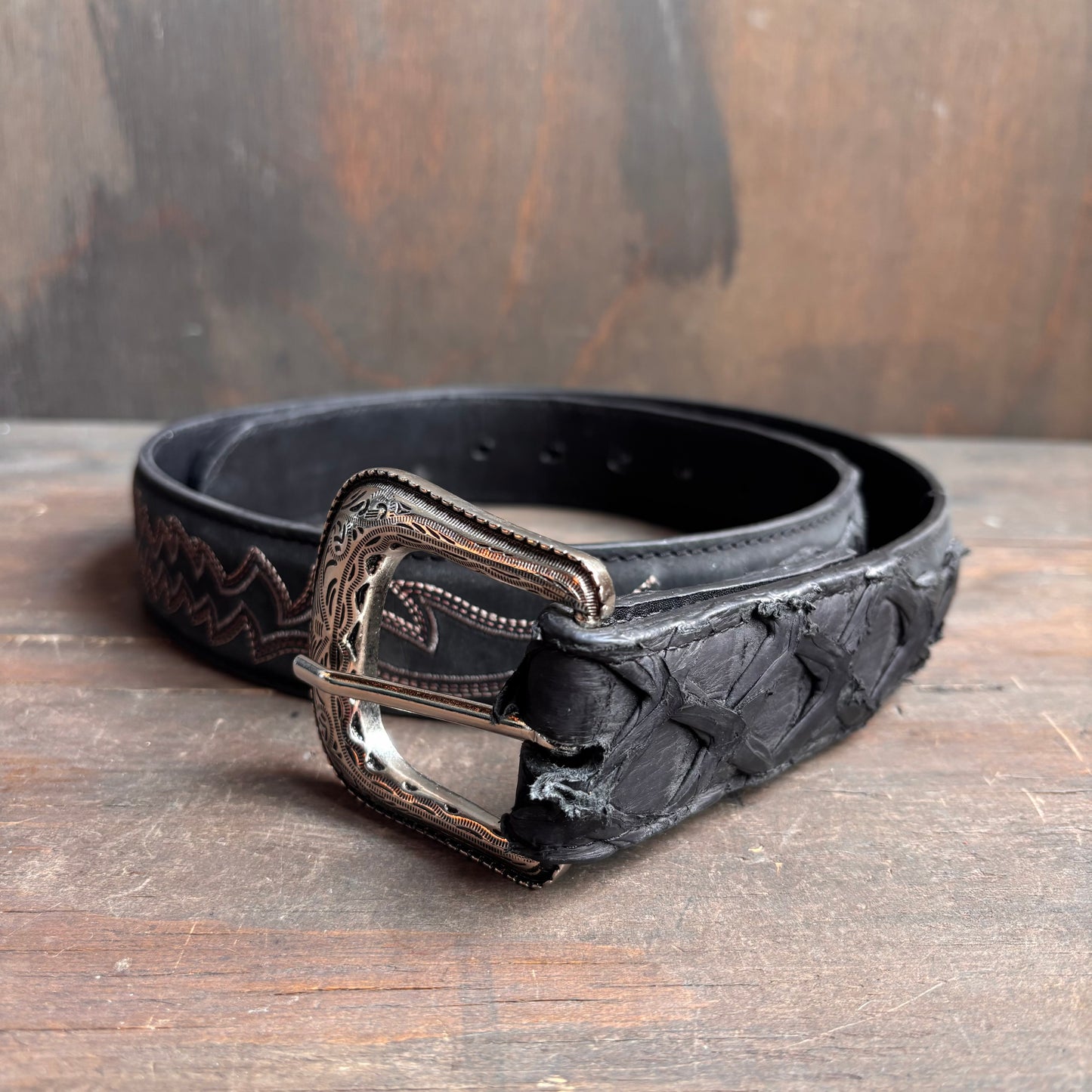 Cody James Embellished Black Leather Belt