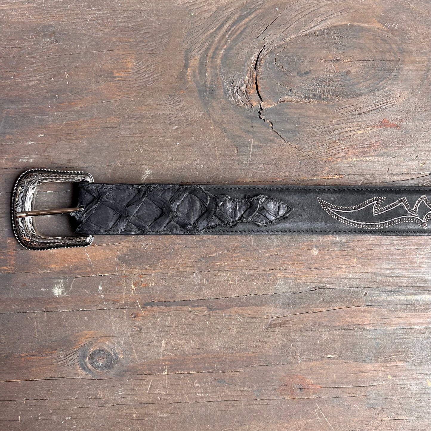 Cody James Embellished Black Leather Belt