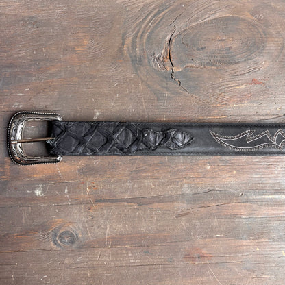 Cody James Embellished Black Leather Belt