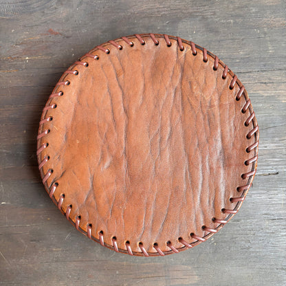 Leather and Glass Longhorn Ashtray