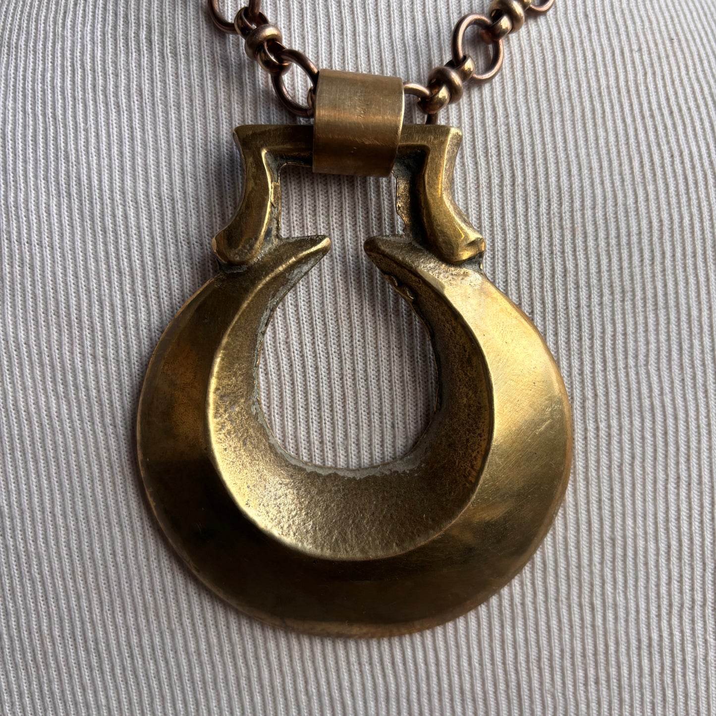 Mac Warman Vintage Brass Crescent Moon Necklace