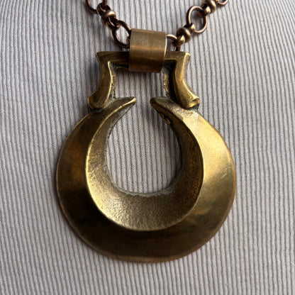 Mac Warman Vintage Brass Crescent Moon Necklace