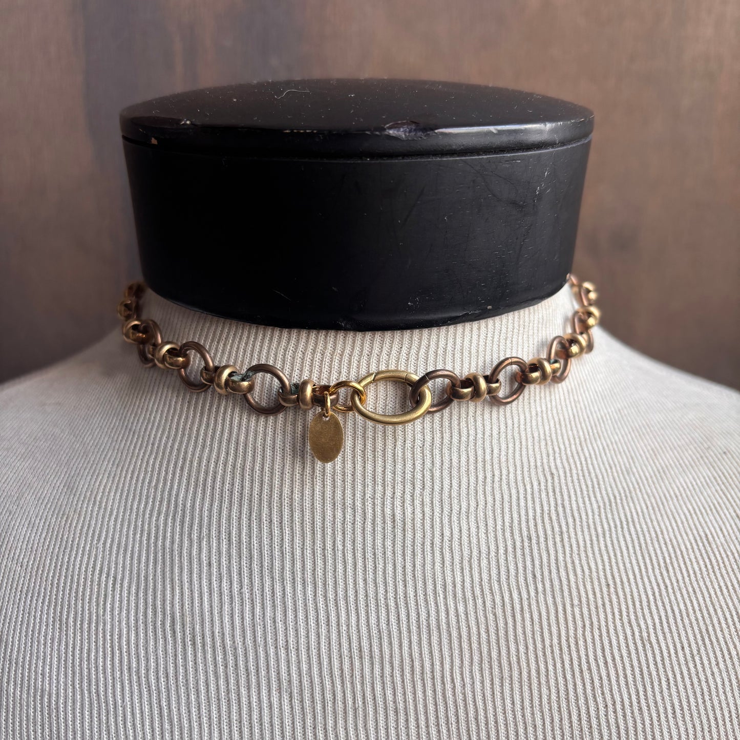 Mac Warman Vintage Brass Crescent Moon Necklace