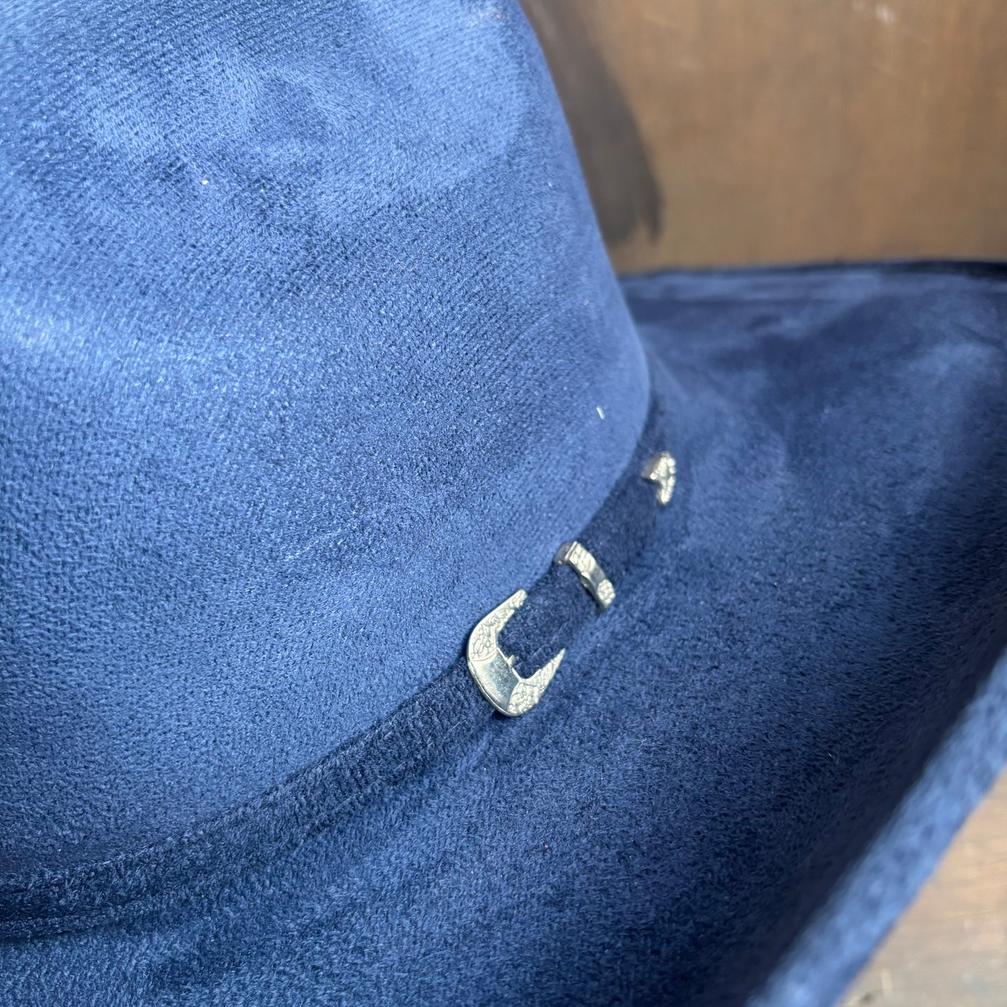 Blue Faux Suede Hat