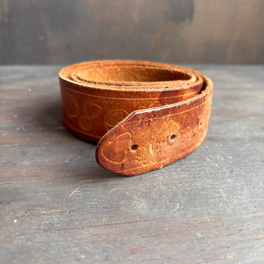Vintage Stamped Leather Acorn Belt