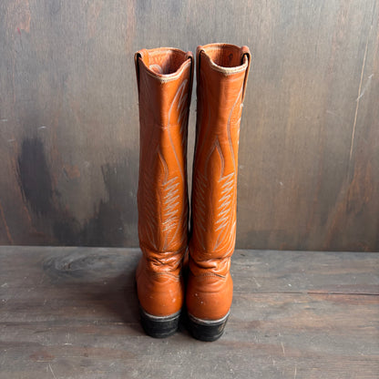Vintage Justin Tan Leather Boots with Reptile Toe