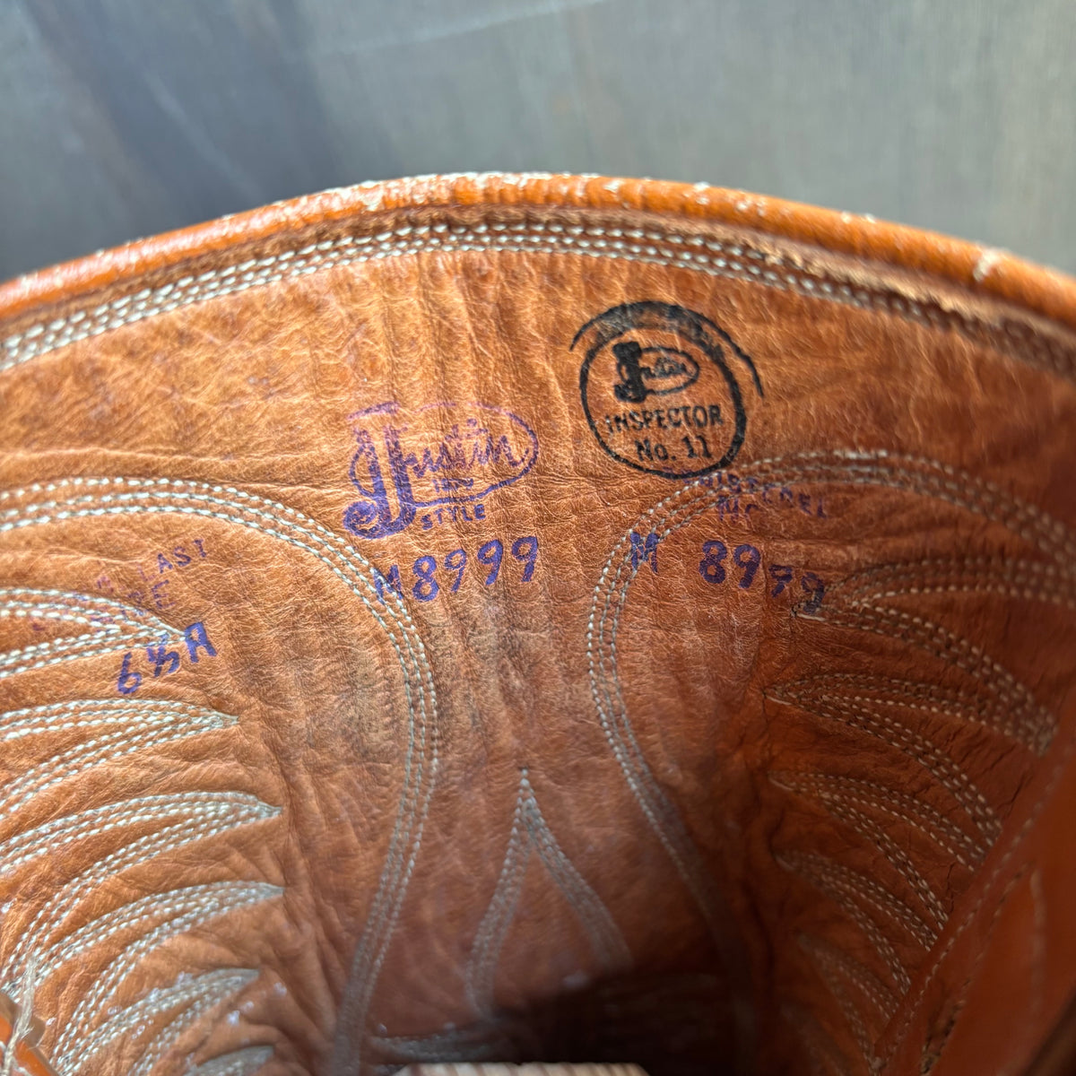 Vintage Justin Tan Leather Boots with Reptile Toe