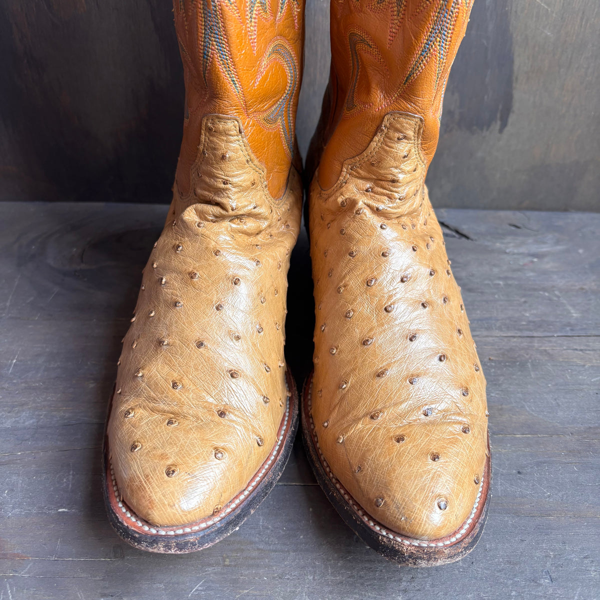 Justin Tan Ostrich Foot Boots