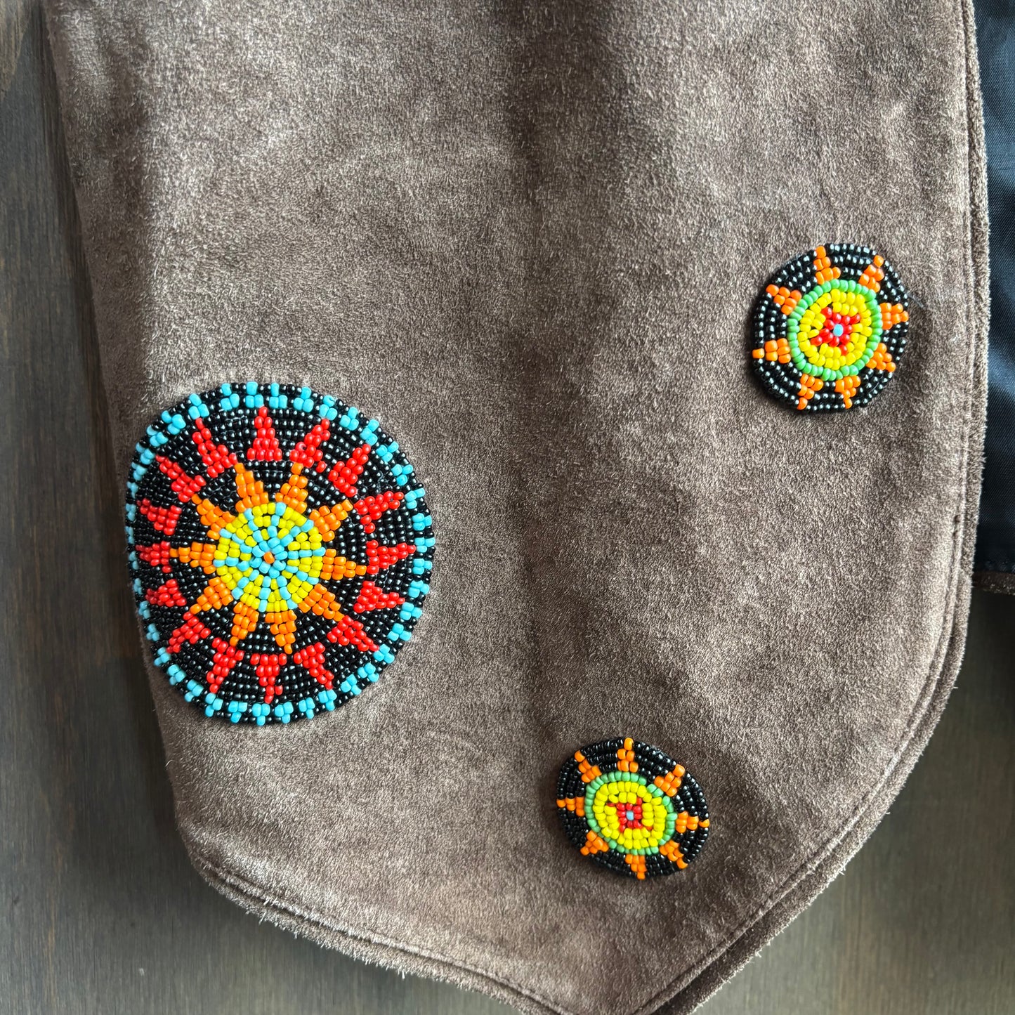 Brown Beaded Leather Vest