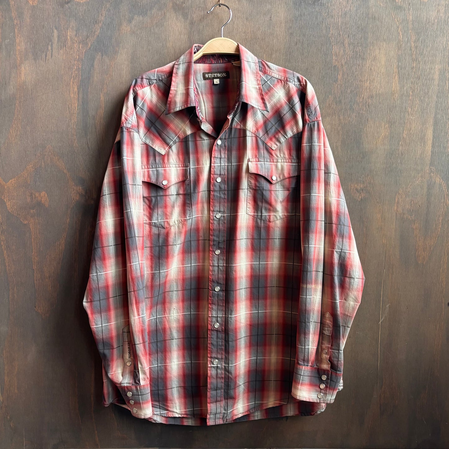 Stetson Red Plaid Pearl Snap
