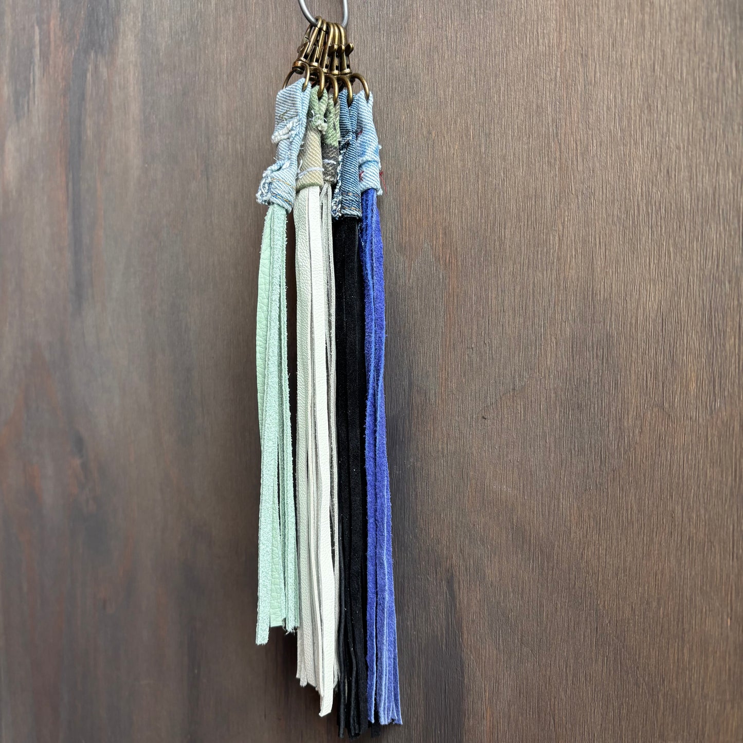 Out of the Blue Fringed Denim Key Rings