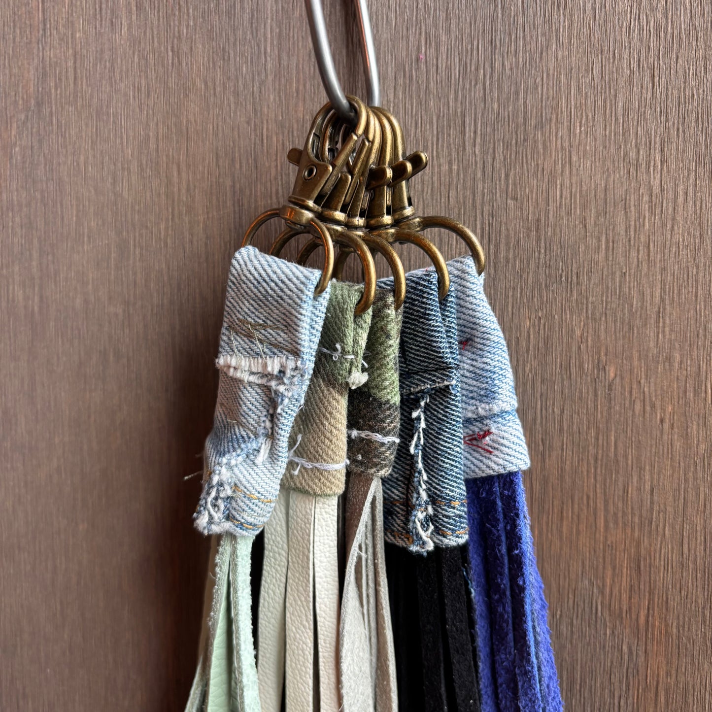 Out of the Blue Fringed Denim Key Rings