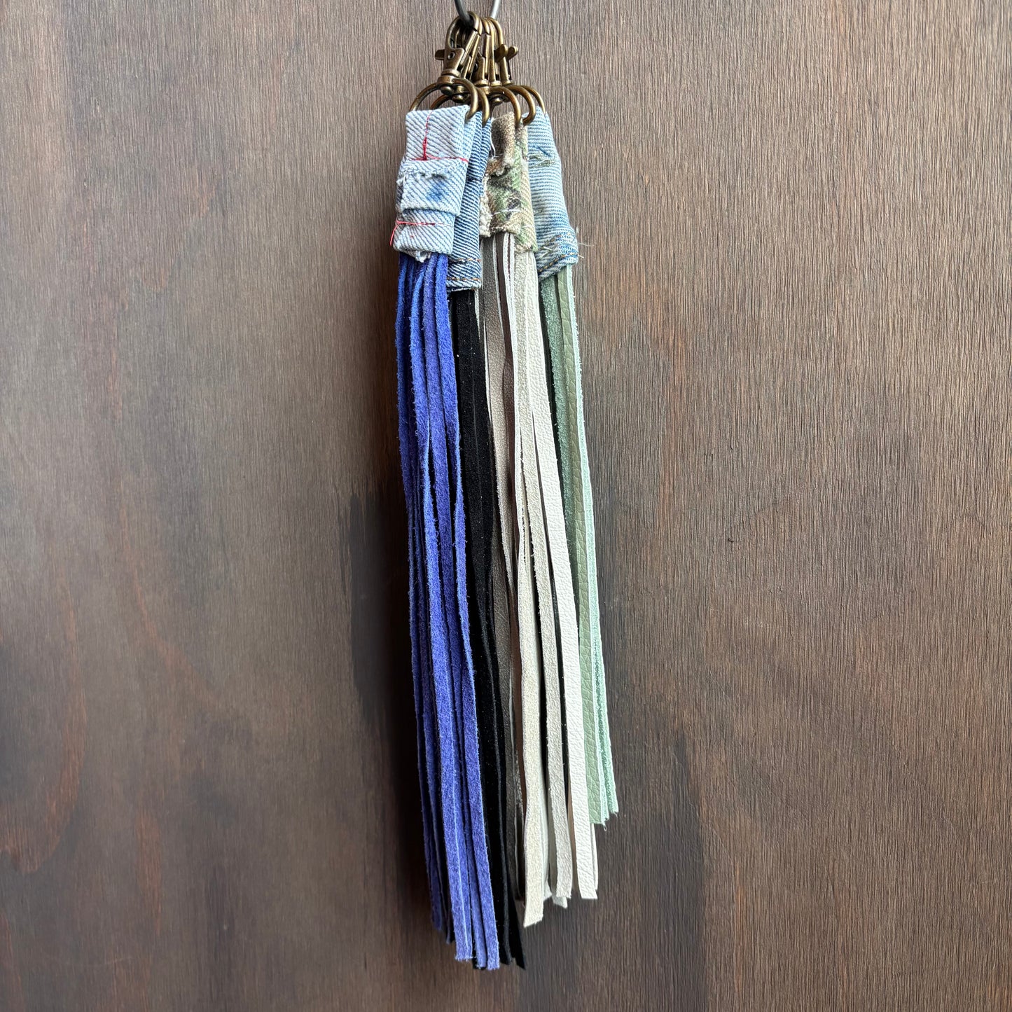 Out of the Blue Fringed Denim Key Rings