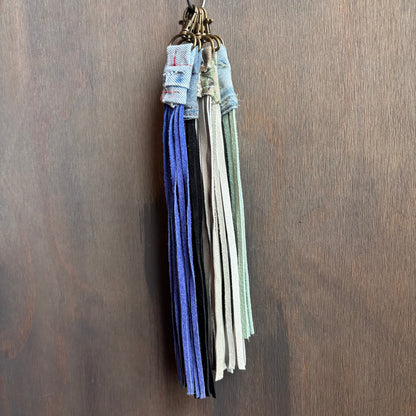 Out of the Blue Fringed Denim Key Rings