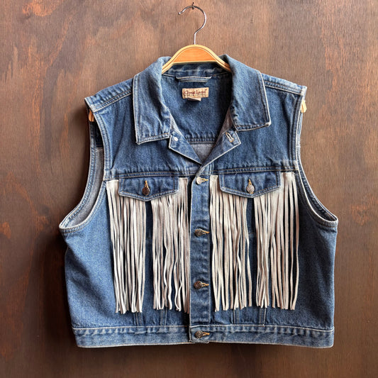 Out of the Blue Vintage Fringed Denim Vest