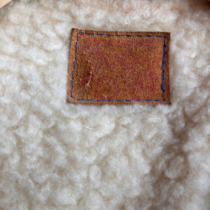 Vintage Tan Leather Shearling Lined Vest