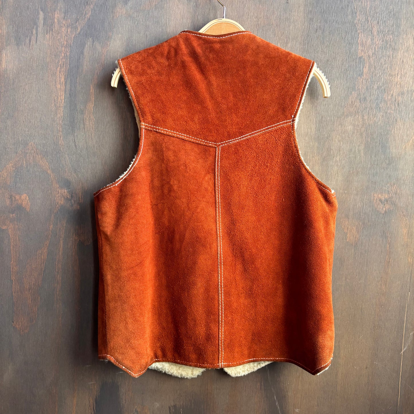 Vintage Tan Leather Shearling Lined Vest