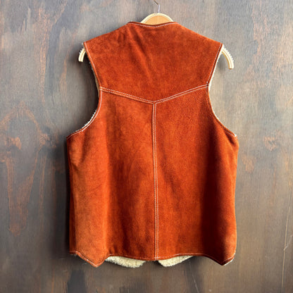 Vintage Tan Leather Shearling Lined Vest