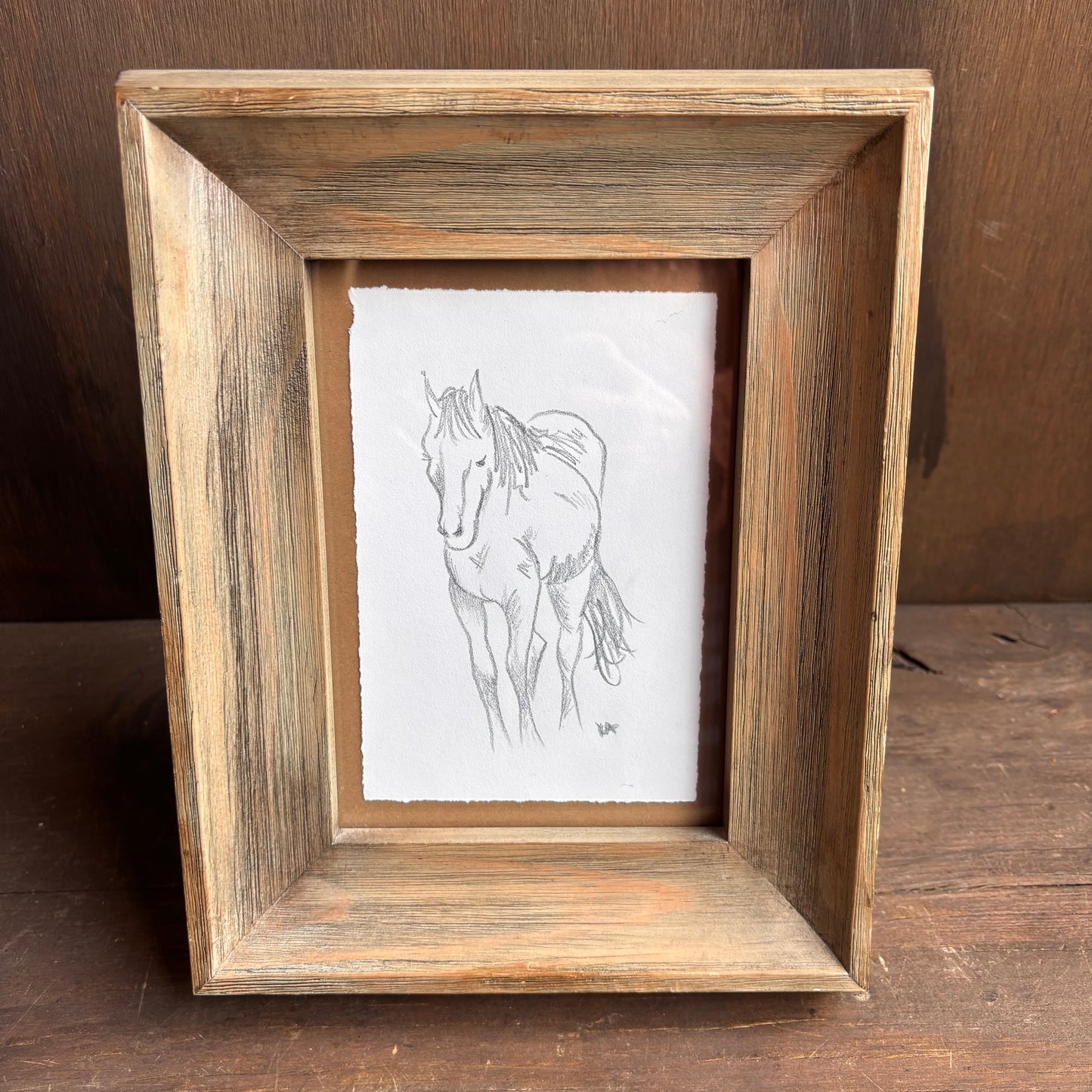 Karen "K" Abate Horse in Wood Frame