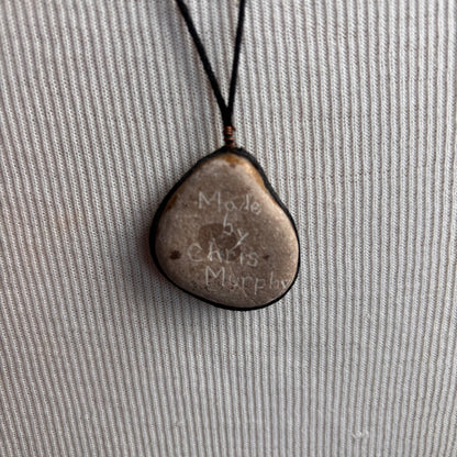 Vintage Painted Bluejay Stone Necklace
